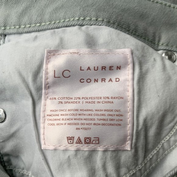 LC Lauren Conrad Jeans Sage Green Mid Rise Skinny Cuffed Ankle - Picture 8 of 8